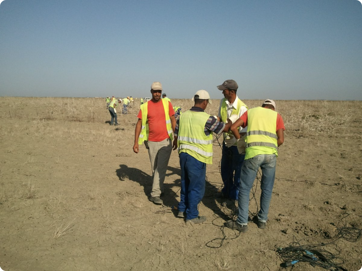 Field team with seismic equipment